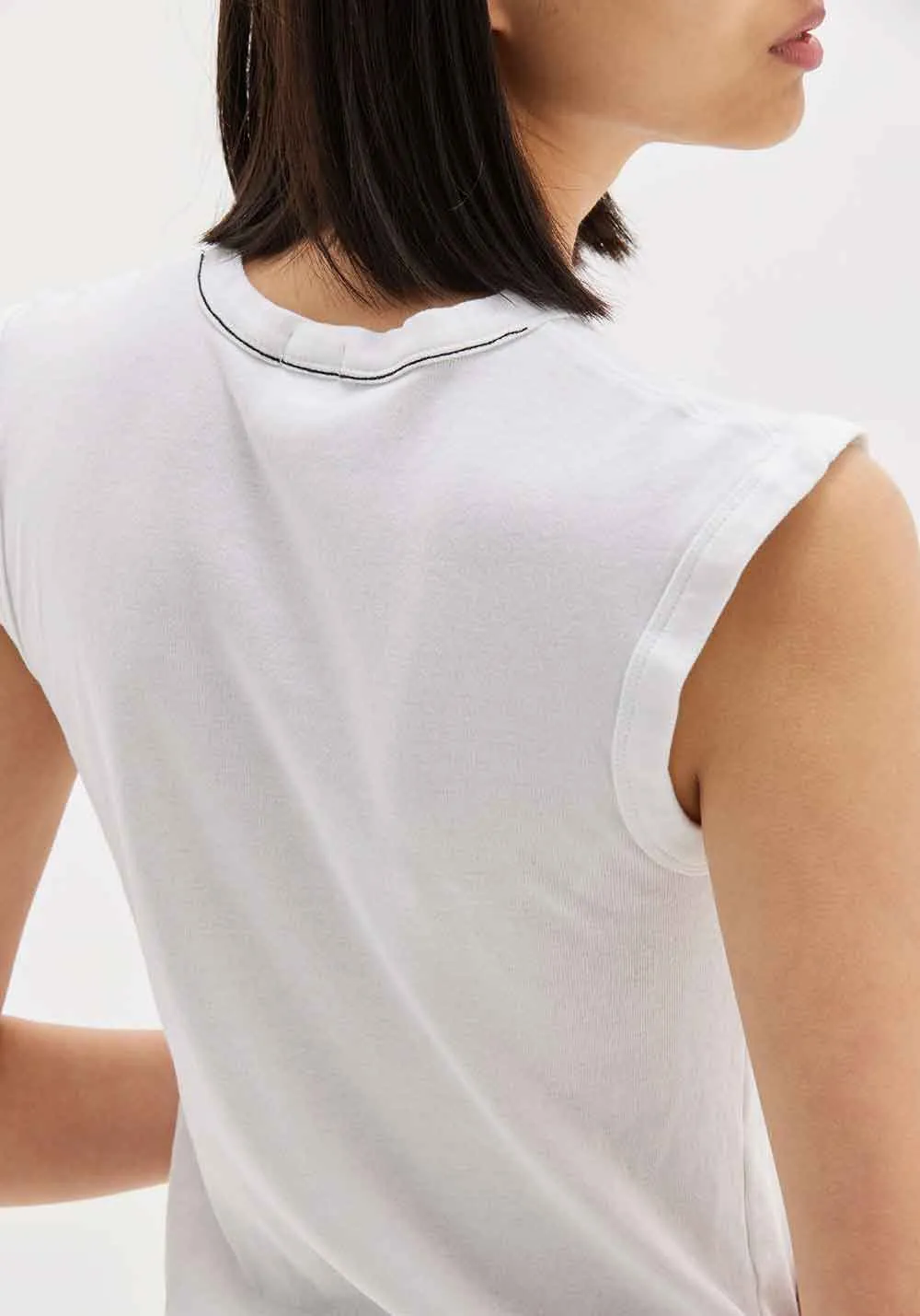 SLIM SUPERFINE RIB MUSCLE TANK WHITE