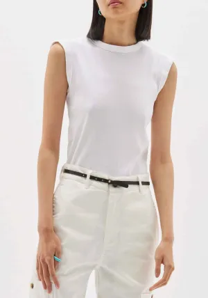 SLIM SUPERFINE RIB MUSCLE TANK WHITE