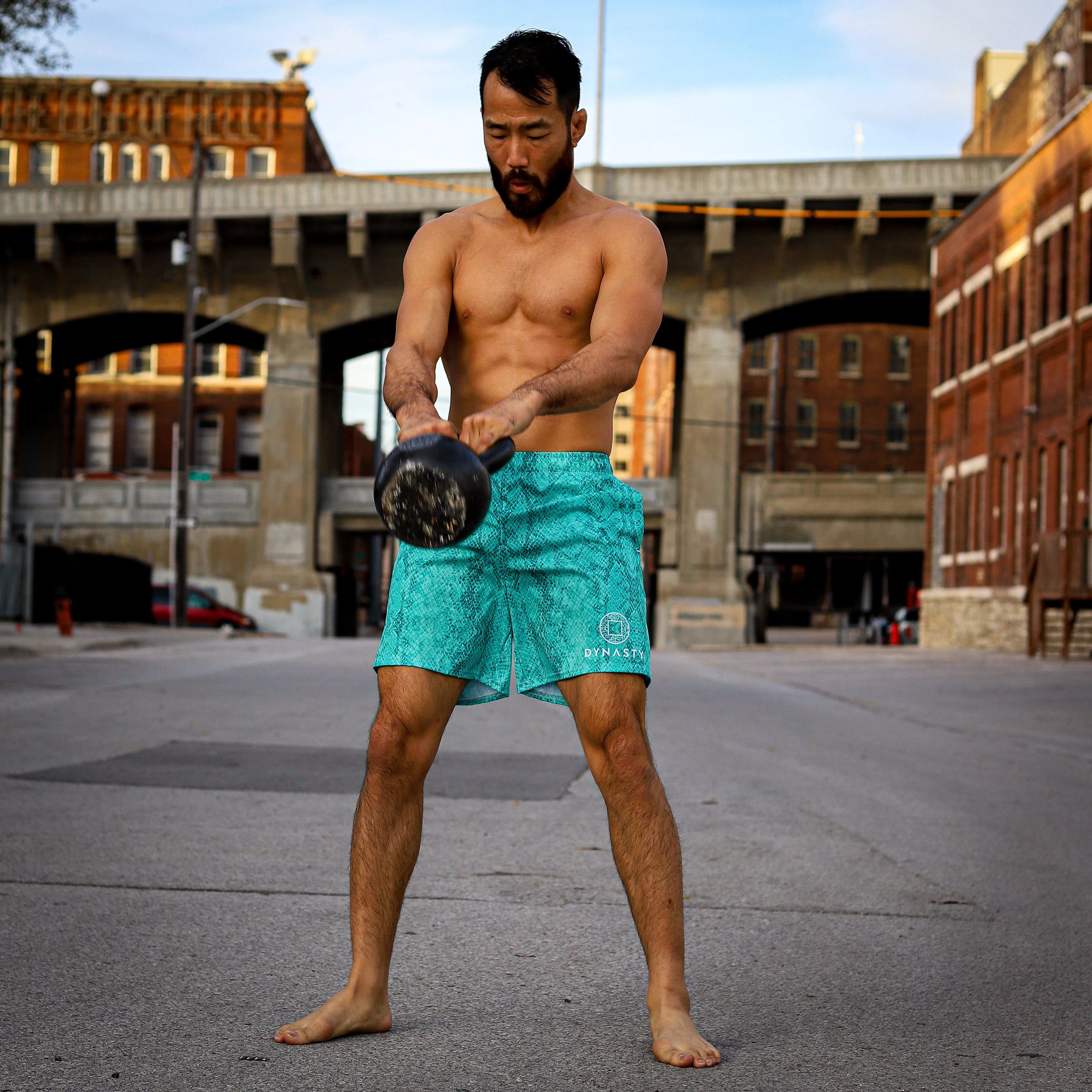 Snake Skin Active Training Workout Shorts (Teal)