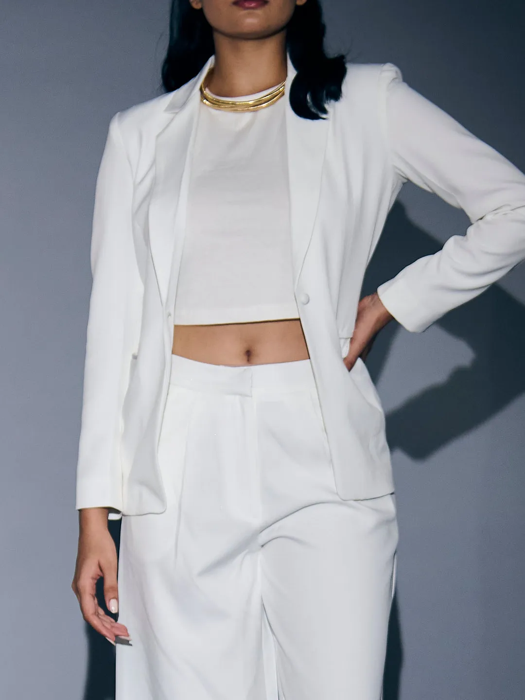 Snow White Blazer with Pants Coord Set
