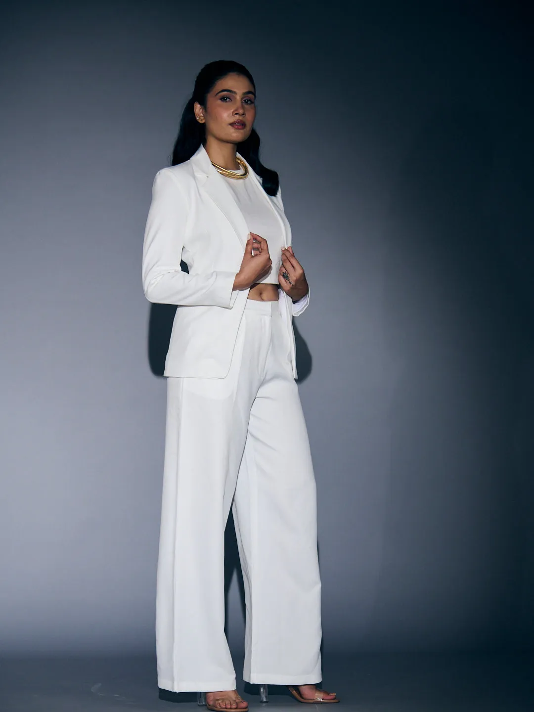 Snow White Blazer with Pants Coord Set