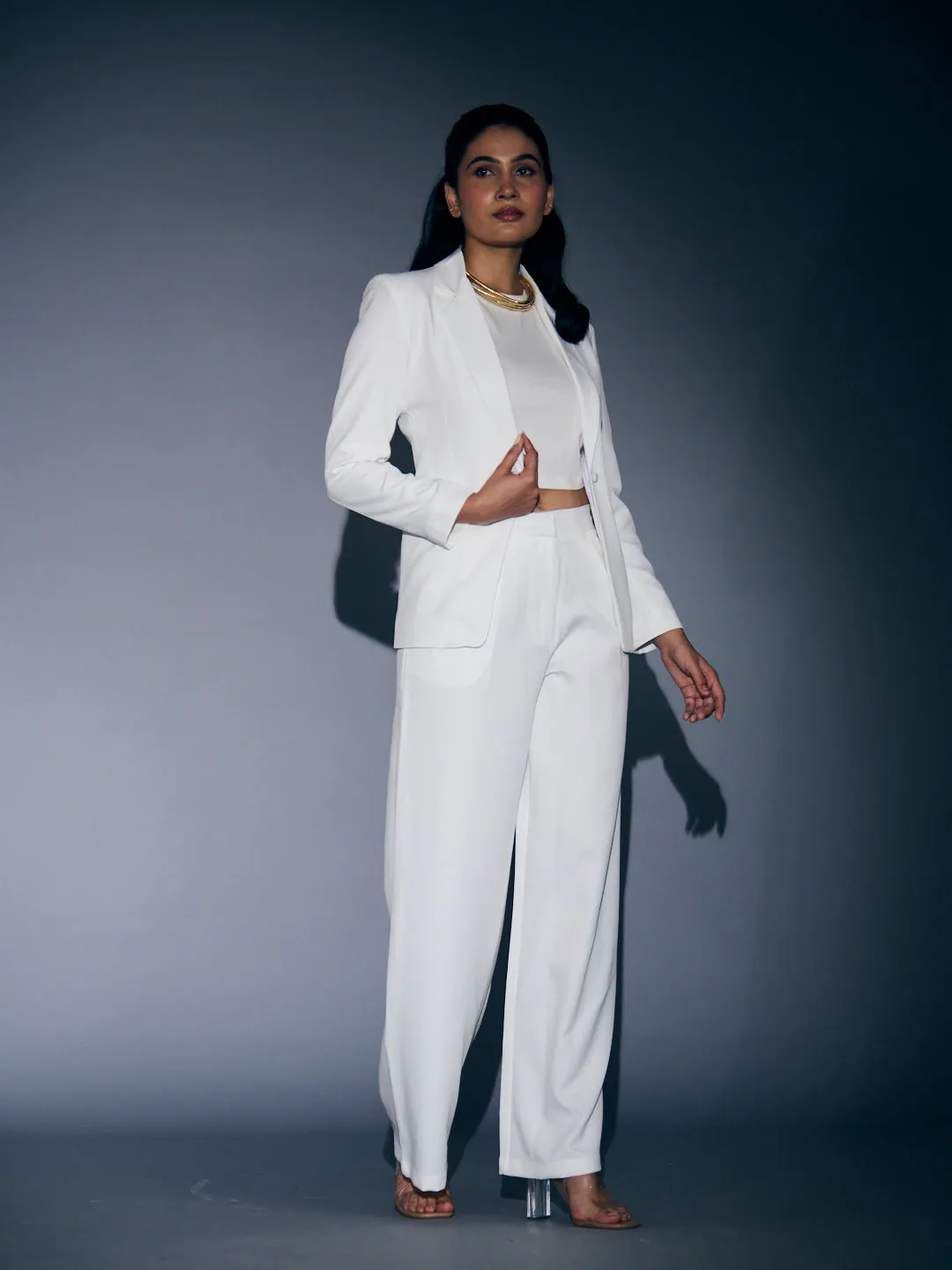 Snow White Blazer with Pants Coord Set