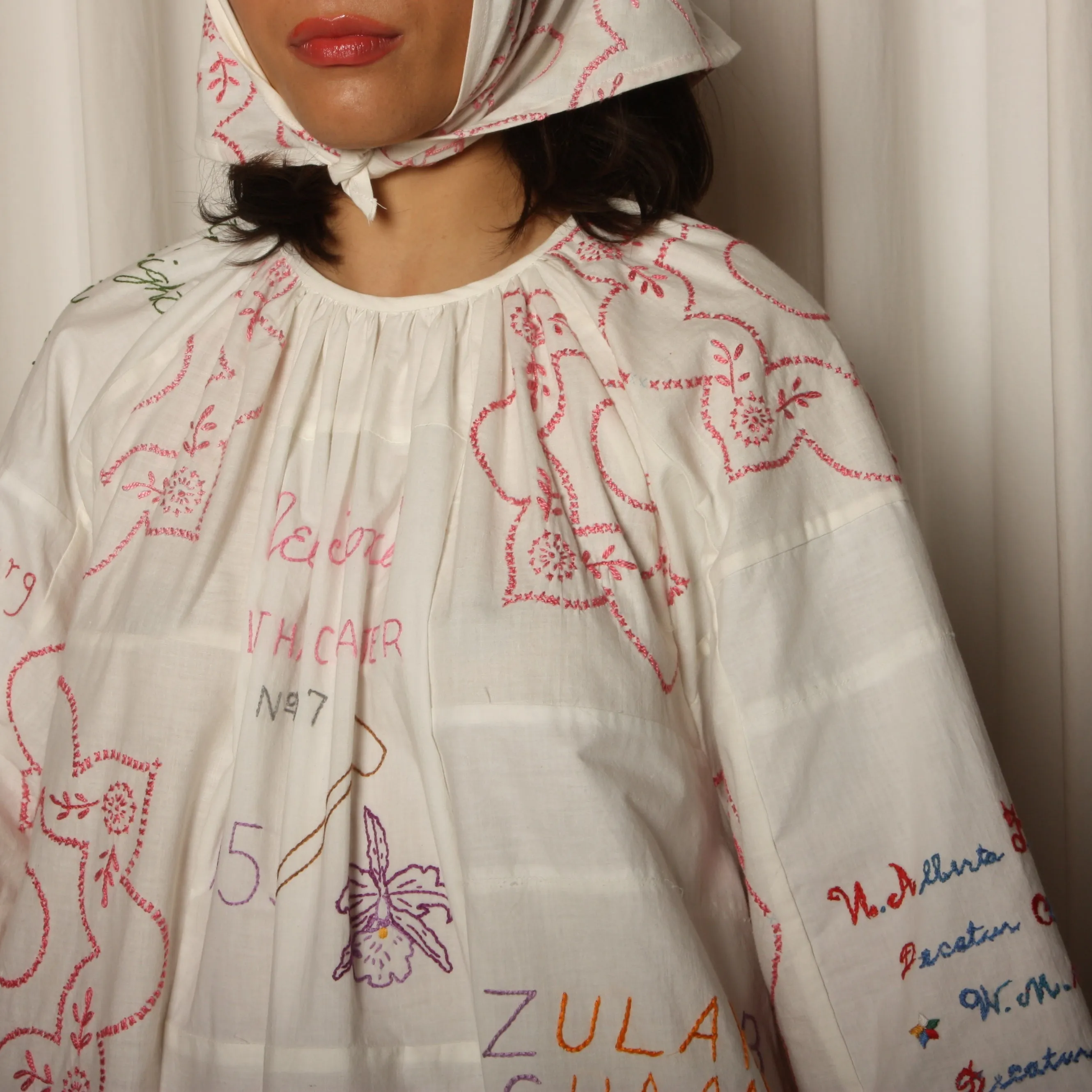 Trapeze Dress - Vintage Hand Embroidered Quilt Blocks