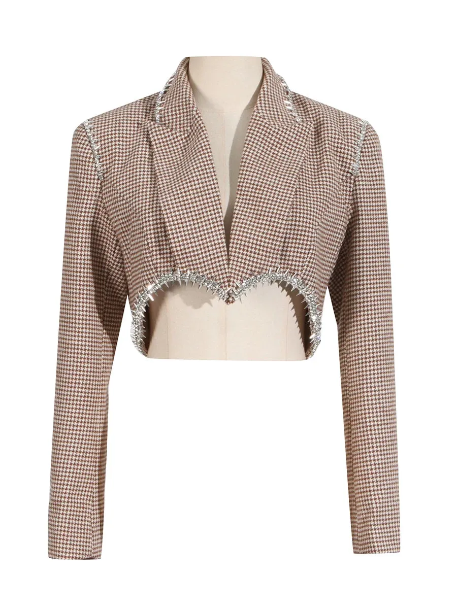 Trend4us Luxe Houndstooth Crystal Trim Two-Piece Set