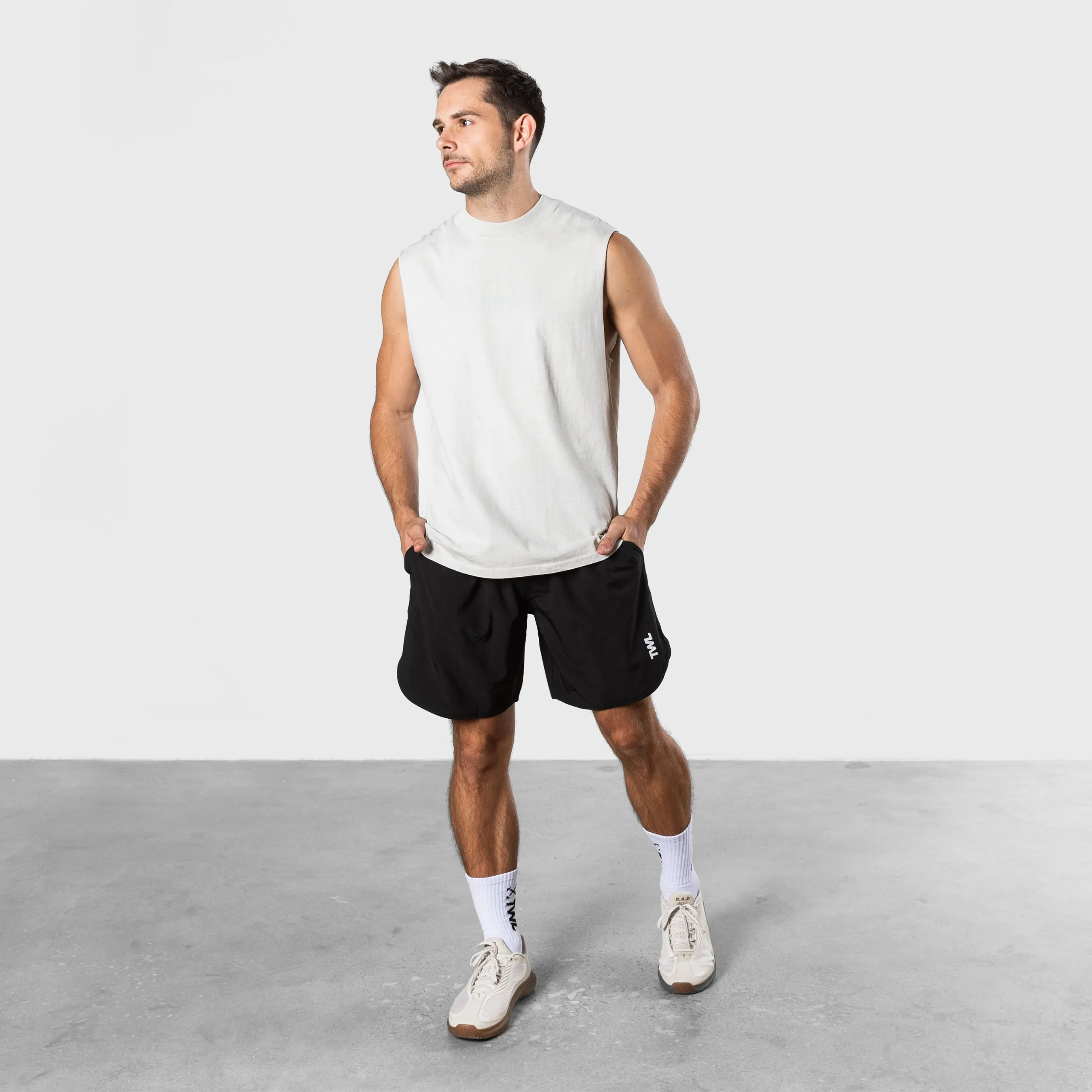 TWL - LIFESTYLE OVERSIZED MUSCLE TANK - WASHED CEMENT