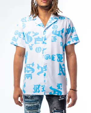 TYPO LOUNGE BUTTON UP (WHITE/BLUE)
