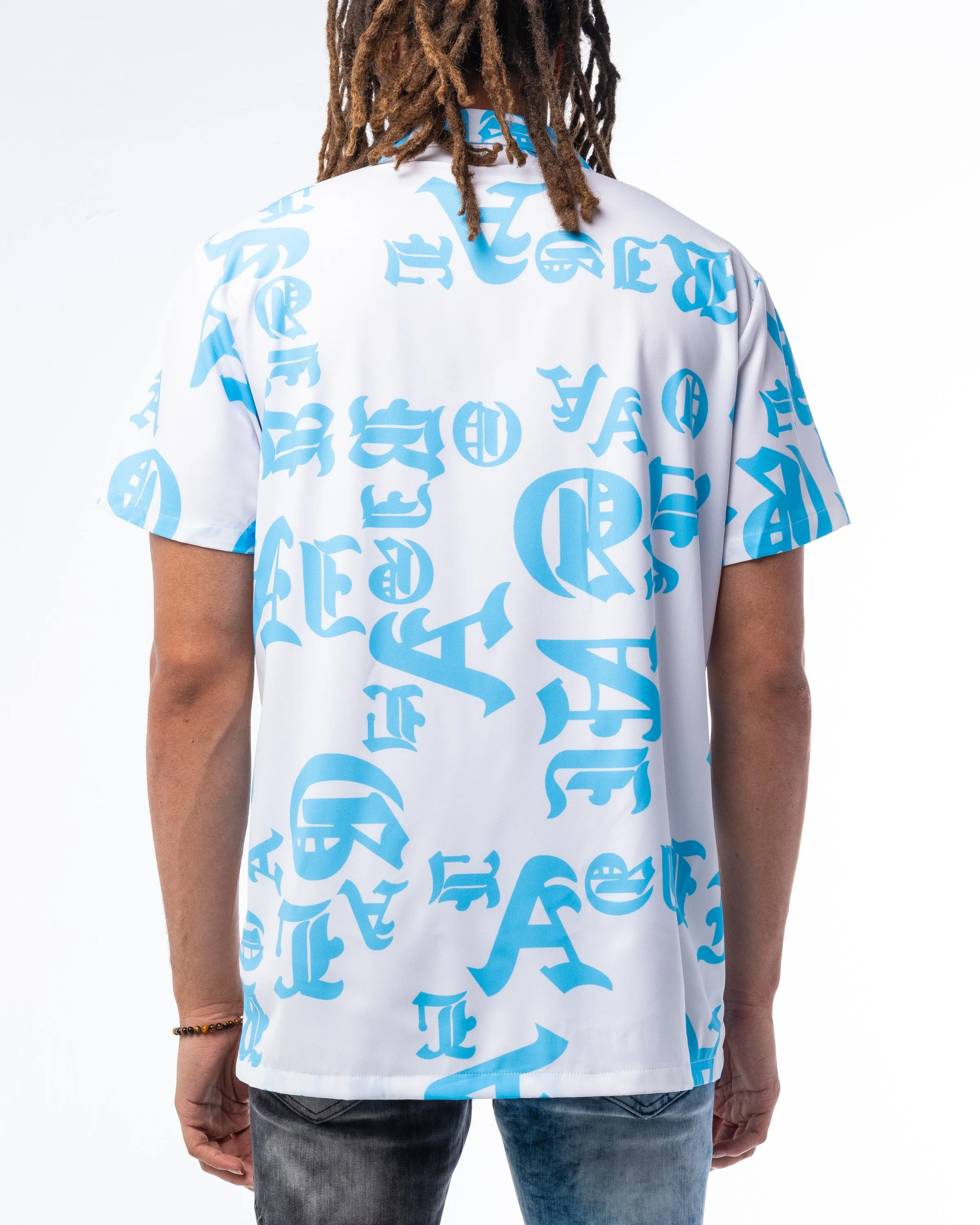 TYPO LOUNGE BUTTON UP (WHITE/BLUE)