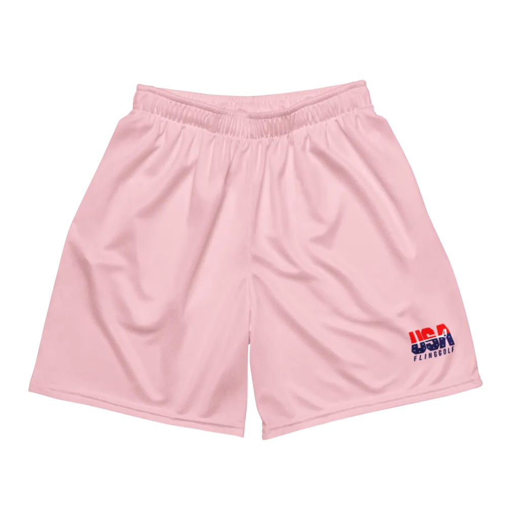 USA FlingGolf Unisex Mesh Shorts (Pink)