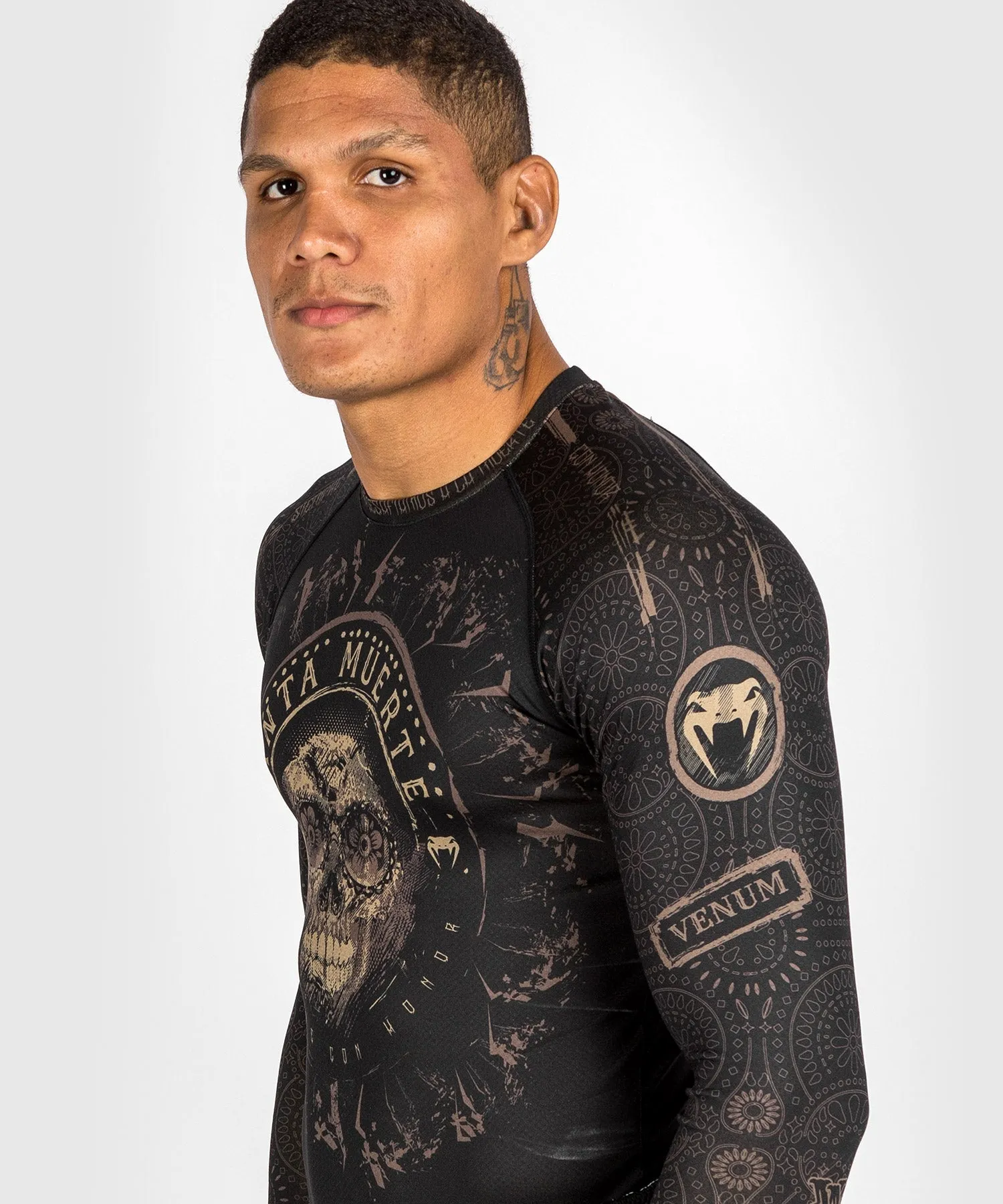Venum Santa Muerte Dark Side - Rashguard Long Sleeves - Black/Brown