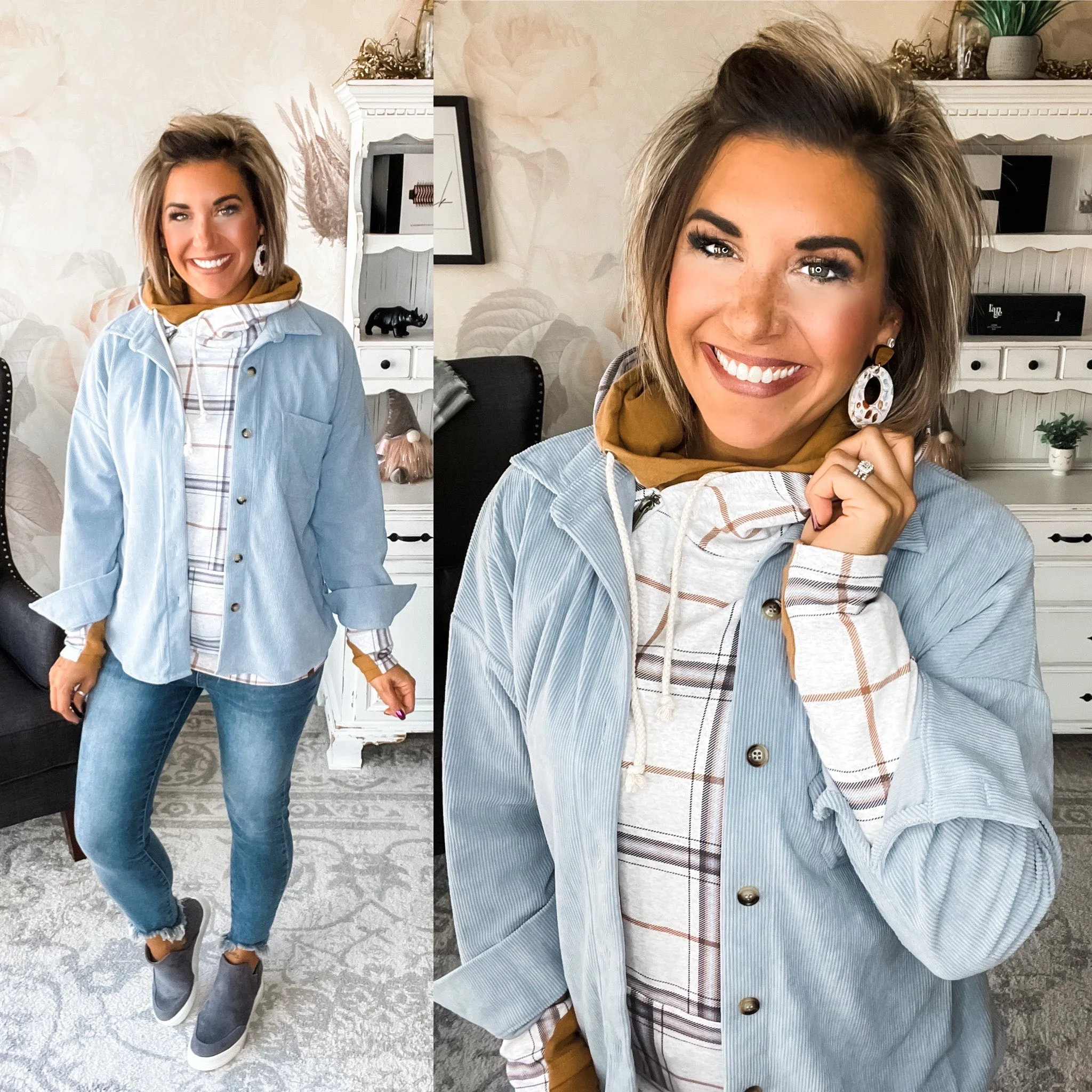 We Go Together Corduroy Button Down - Blue