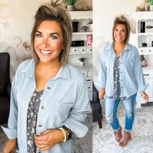 We Go Together Corduroy Button Down - Blue