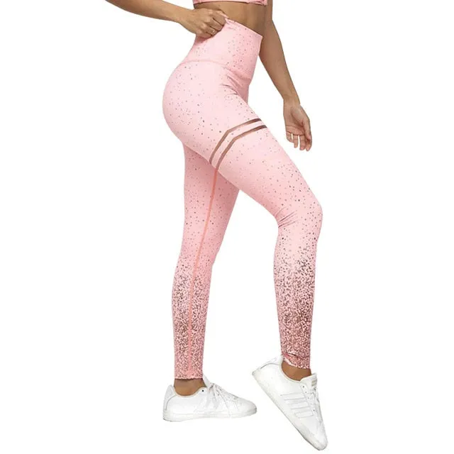 Women Point Graffiti Print High Waist Leggings