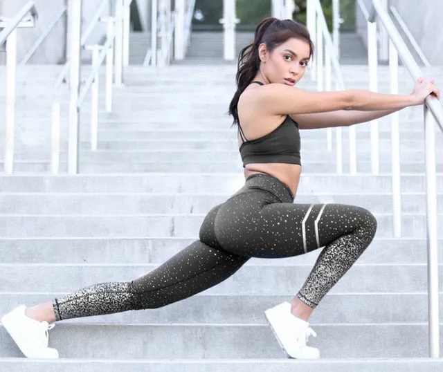 Women Point Graffiti Print High Waist Leggings