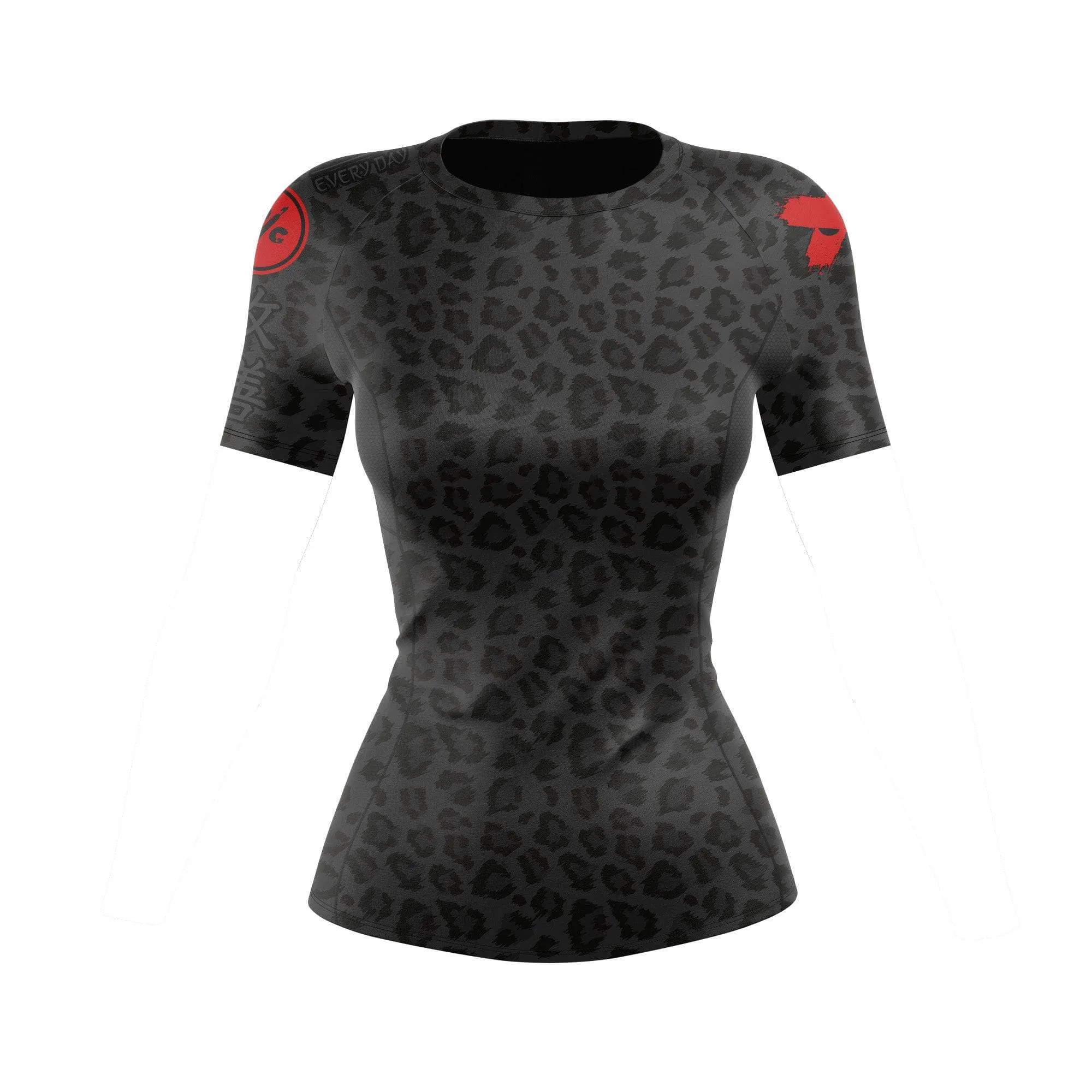 Women's BJJ Rash Guard Black Leopard X-Tech 25 Series