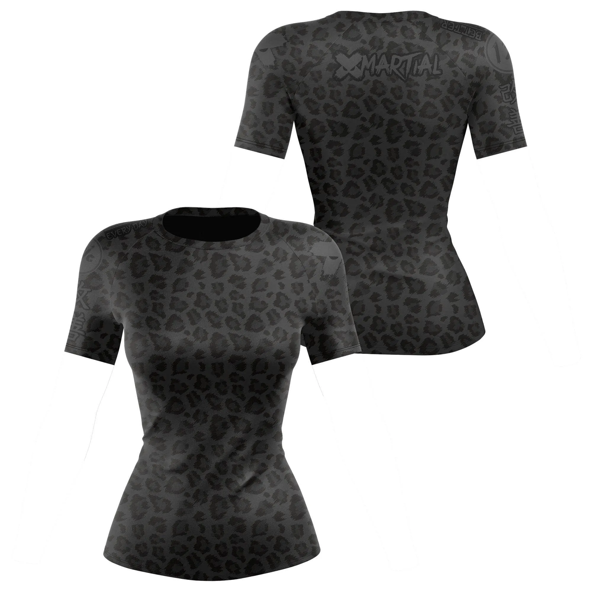 Women's BJJ Rash Guard Black Leopard X-Tech 25 Series