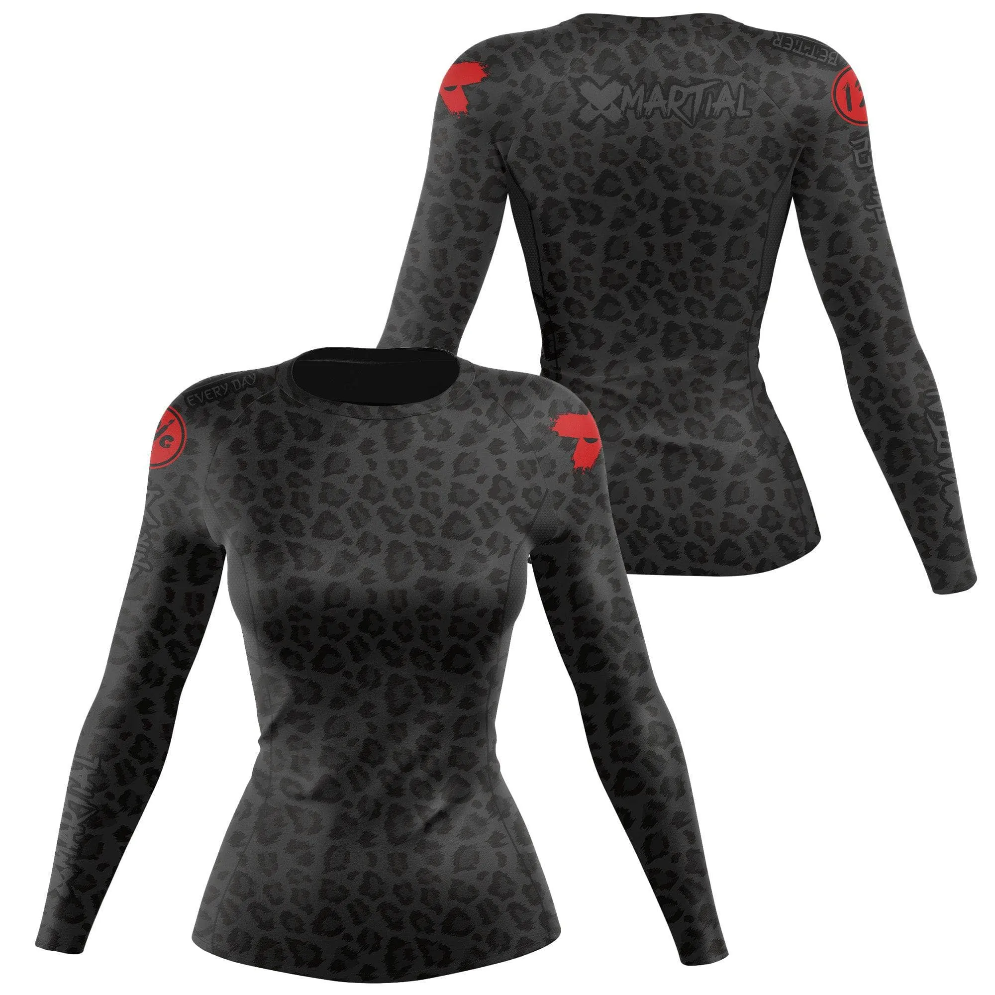 Women's BJJ Rash Guard Black Leopard X-Tech 25 Series