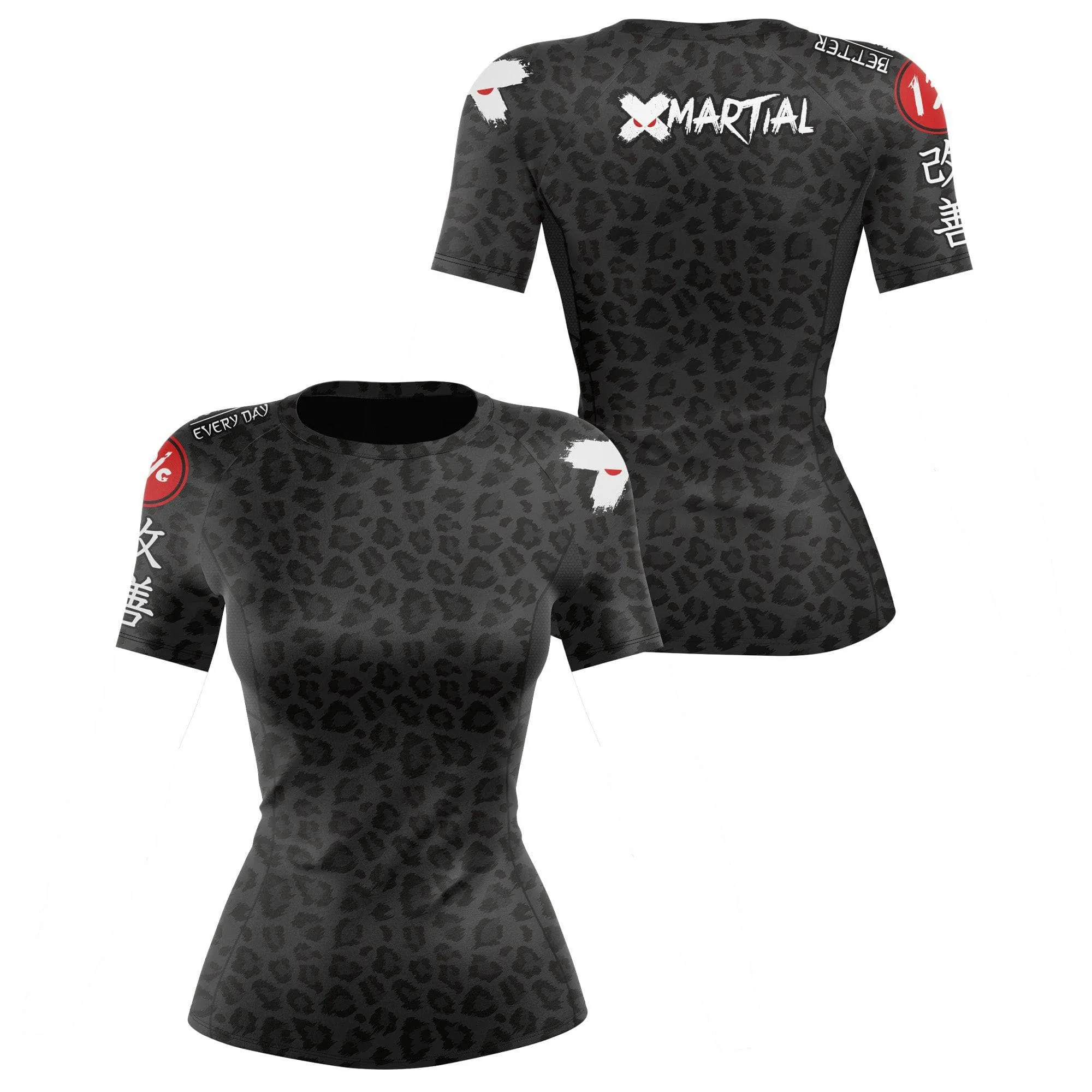 Women's BJJ Rash Guard Black Leopard X-Tech 25 Series
