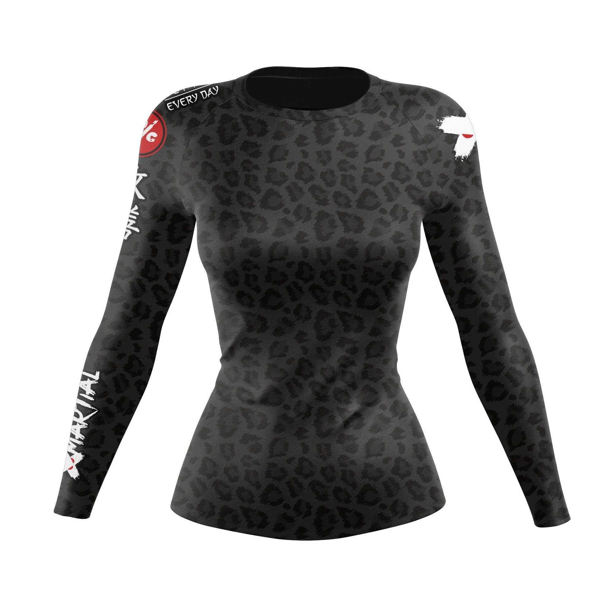 Women's BJJ Rash Guard Black Leopard X-Tech 25 Series