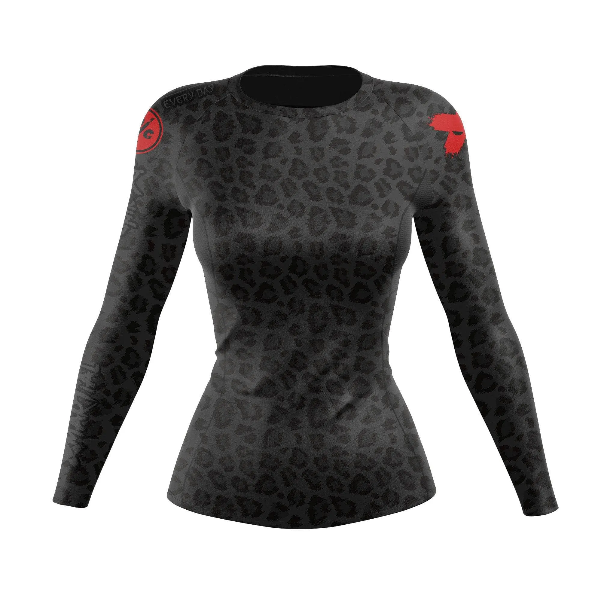 Women's BJJ Rash Guard Black Leopard X-Tech 25 Series