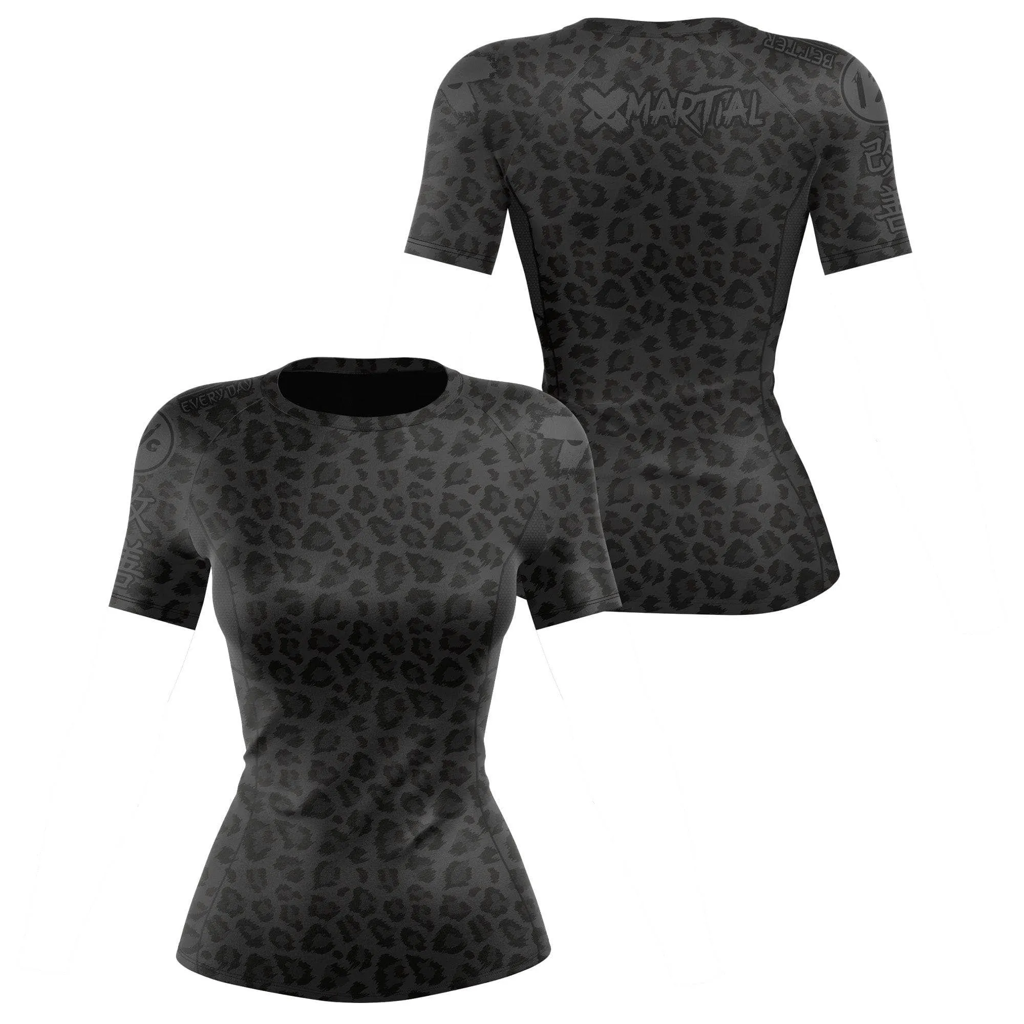 Women's BJJ Rash Guard Black Leopard X-Tech 25 Series