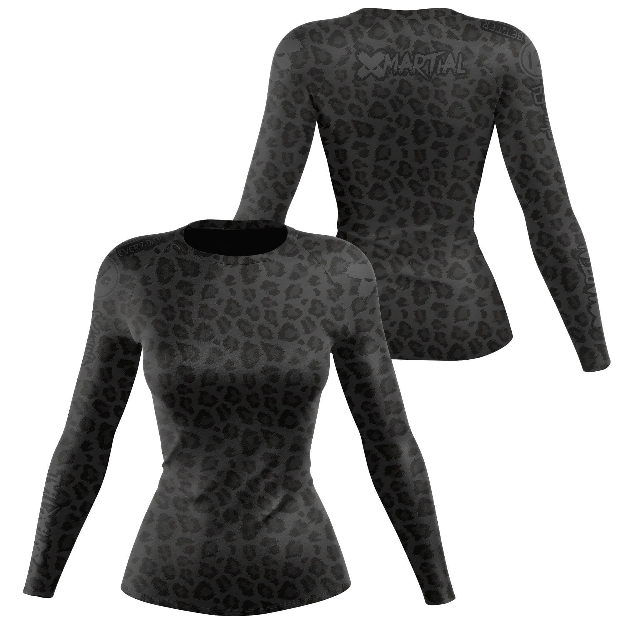 Women's BJJ Rash Guard Black Leopard X-Tech 25 Series