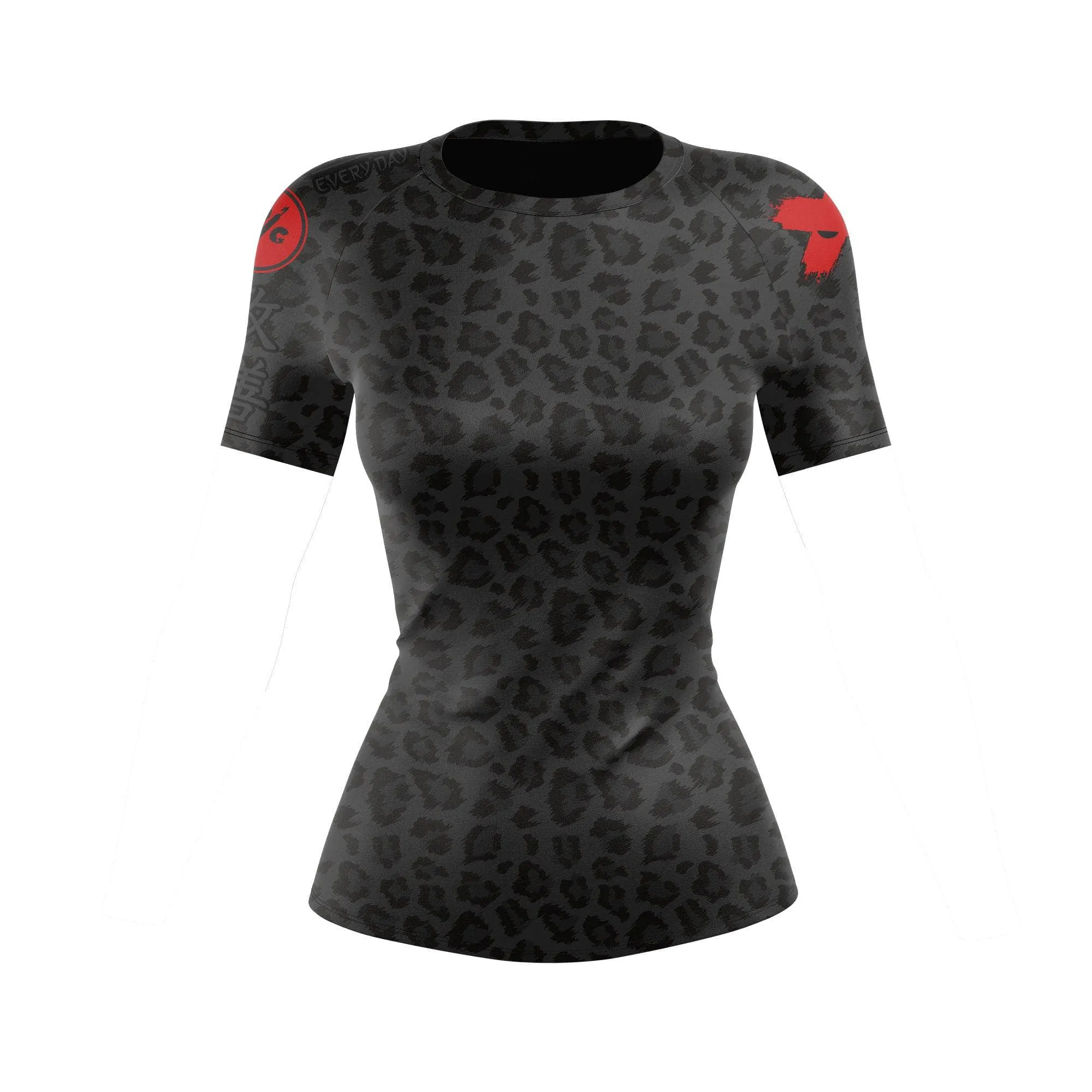 Women's BJJ Rash Guard Black Leopard X-Tech 25 Series
