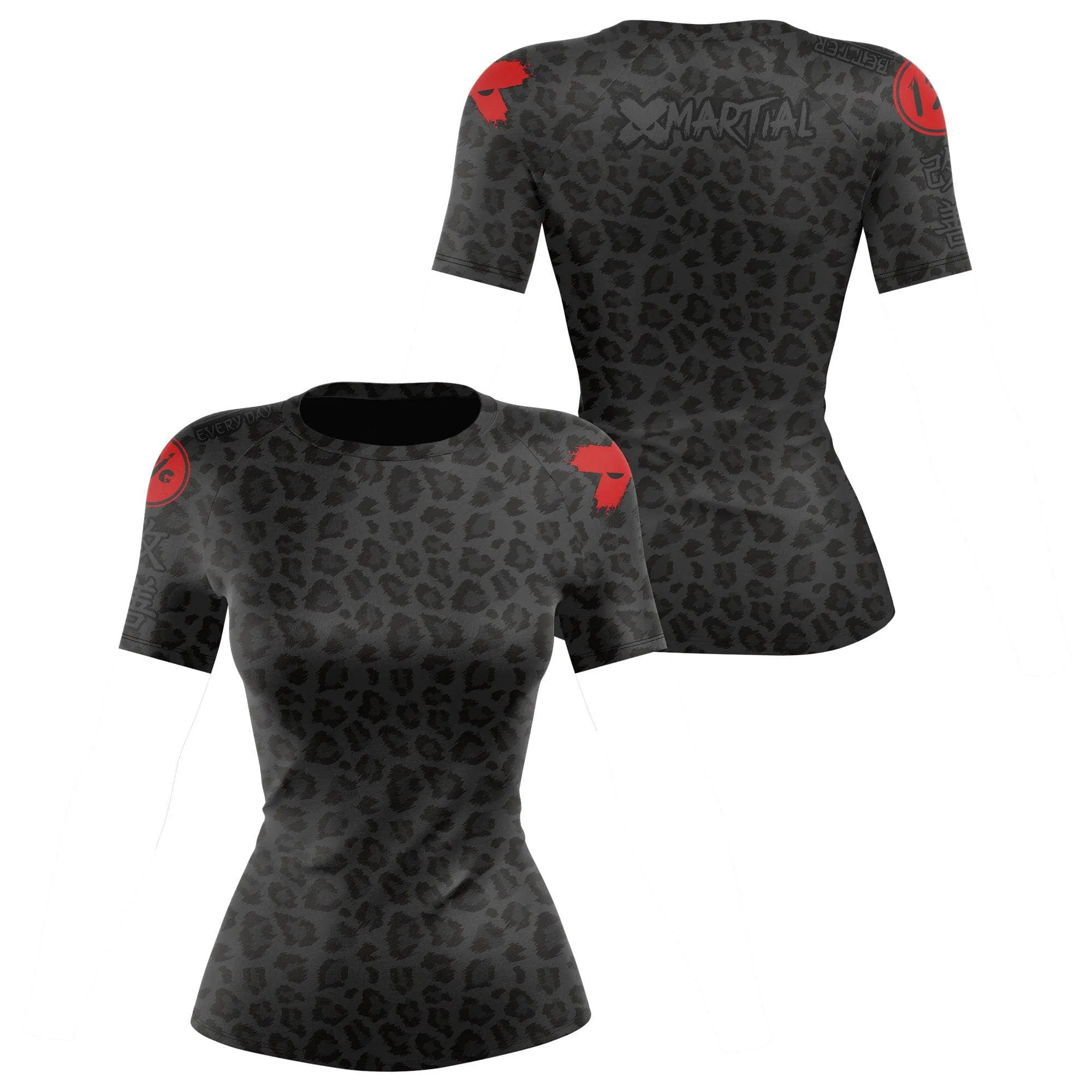 Women's BJJ Rash Guard Black Leopard X-Tech 25 Series