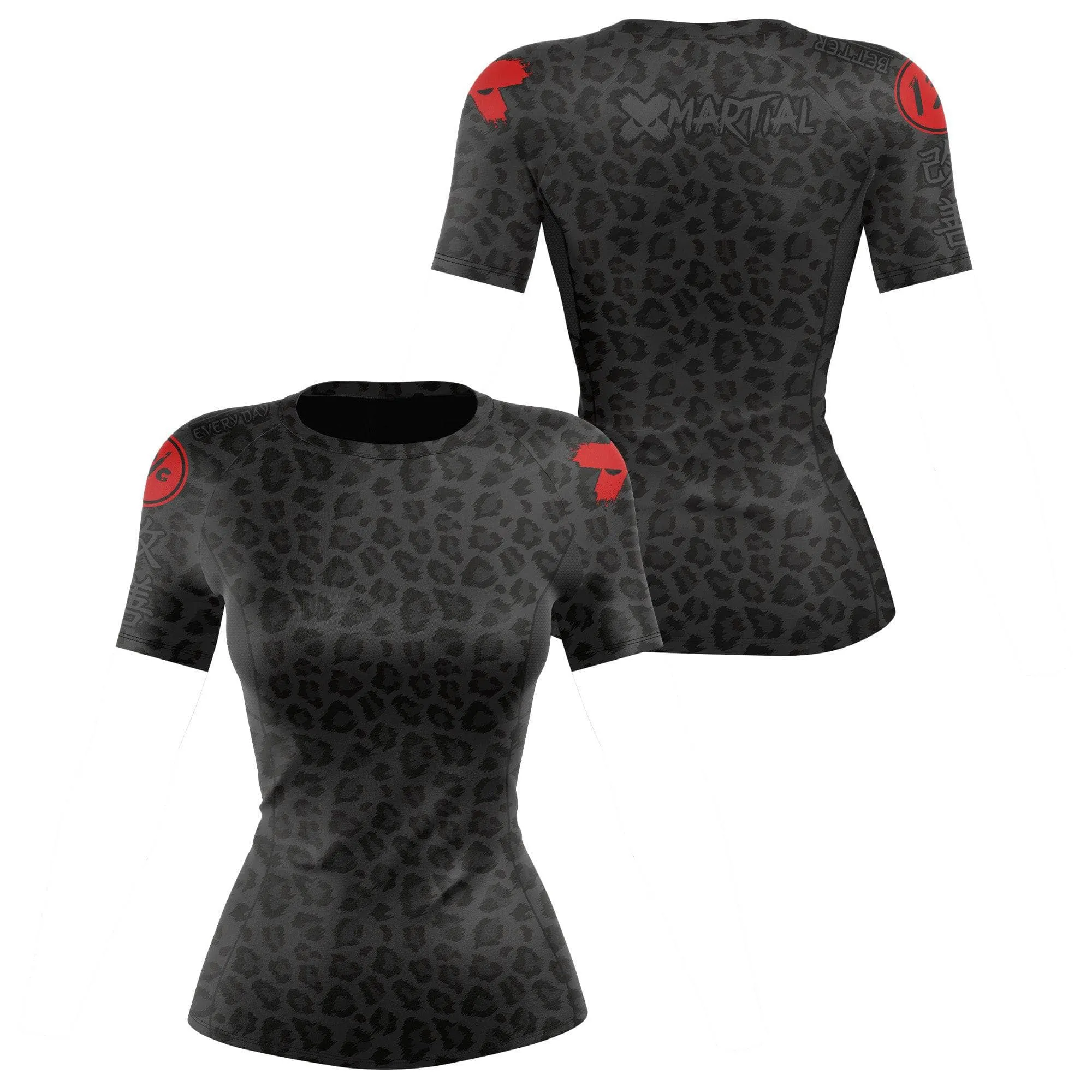 Women's BJJ Rash Guard Black Leopard X-Tech 25 Series