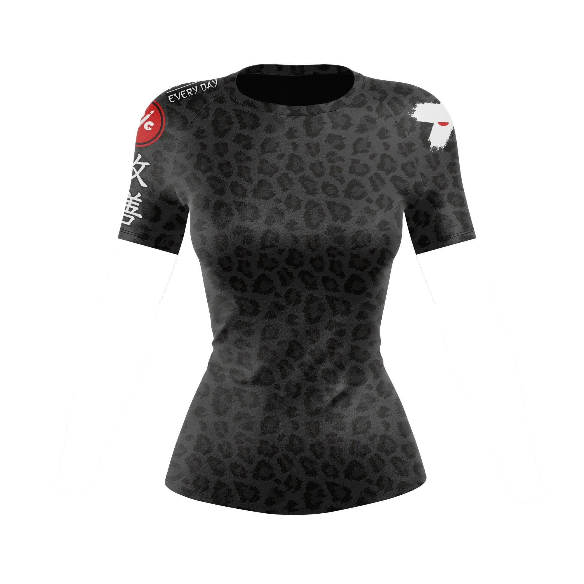 Women's BJJ Rash Guard Black Leopard X-Tech 25 Series