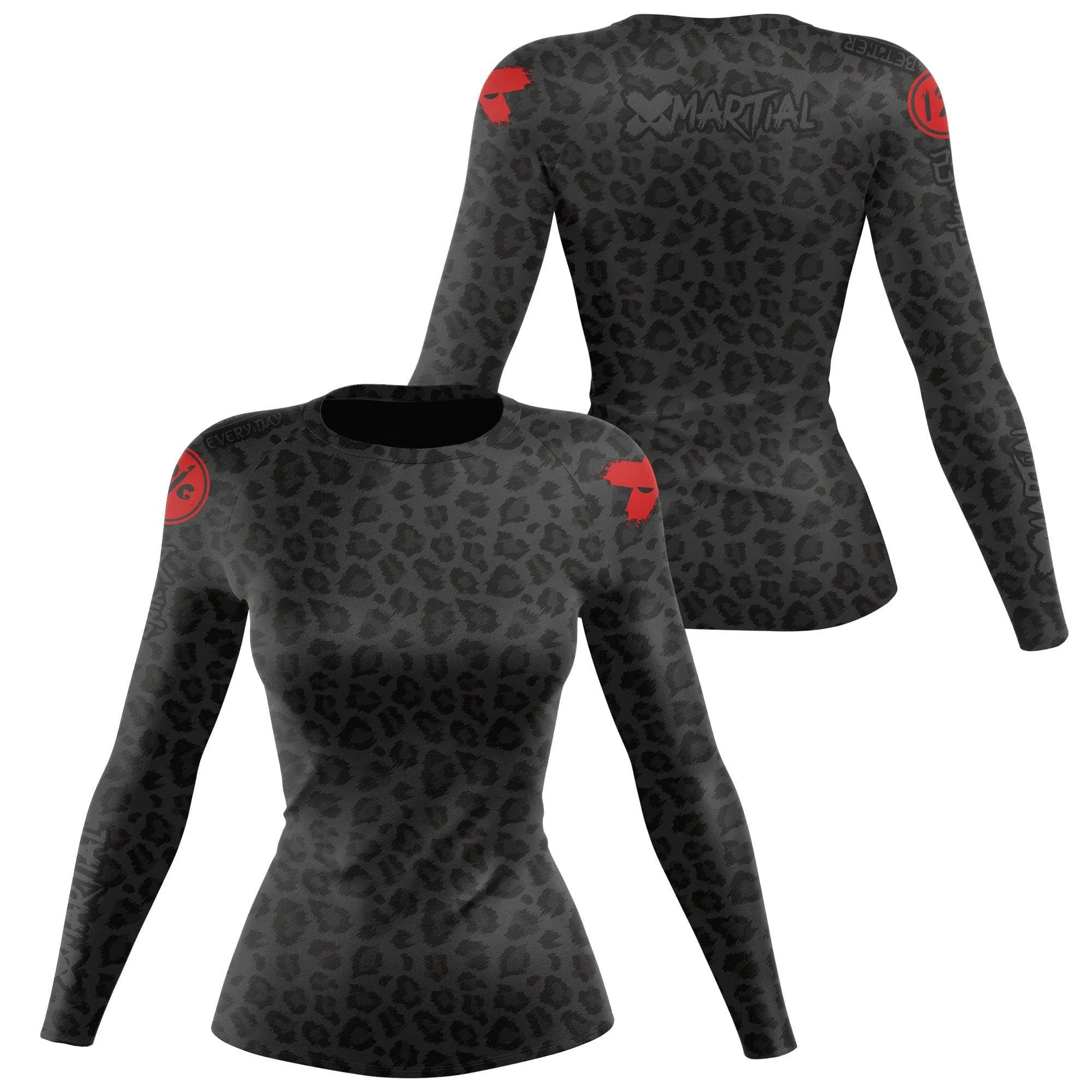 Women's BJJ Rash Guard Black Leopard X-Tech 25 Series