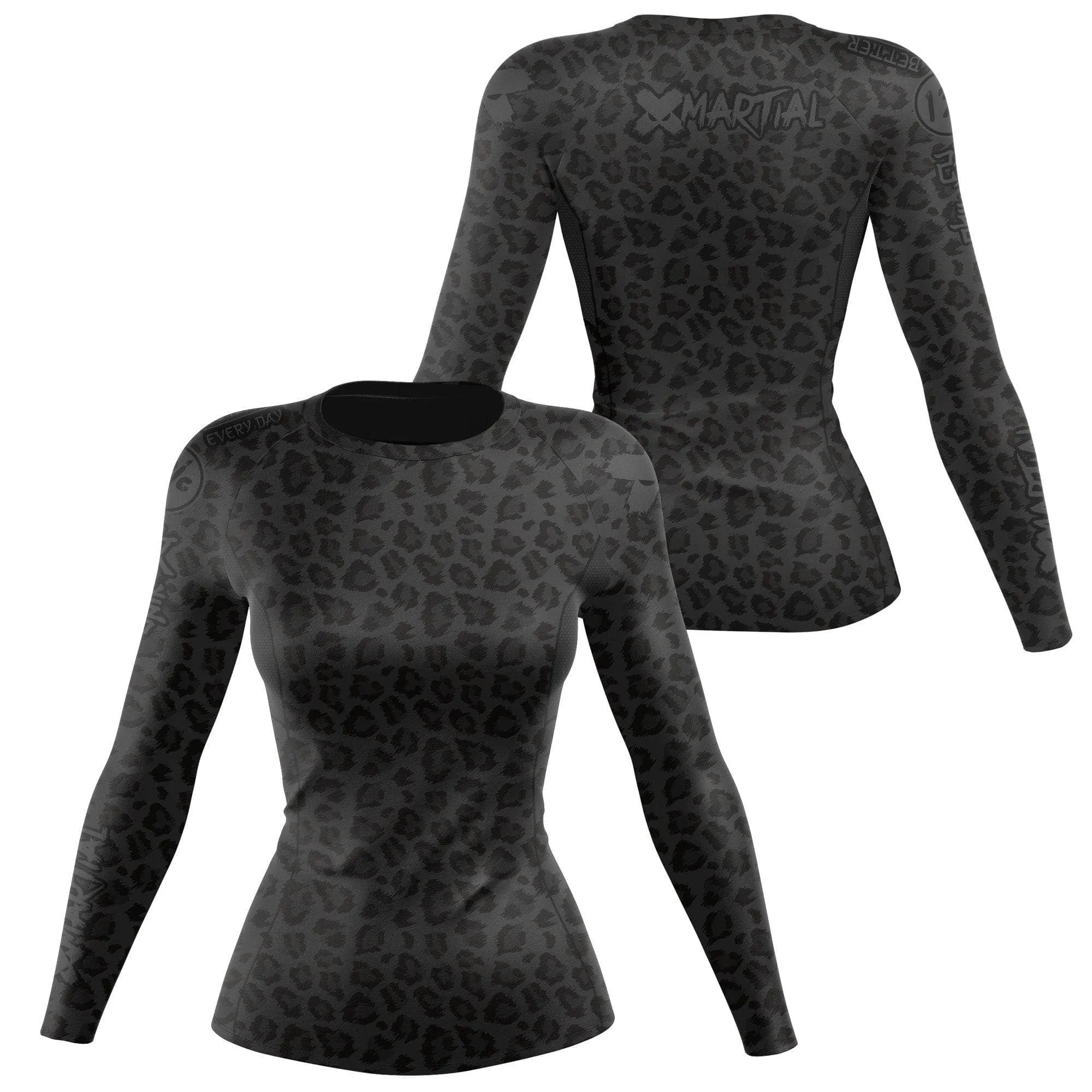 Women's BJJ Rash Guard Black Leopard X-Tech 25 Series
