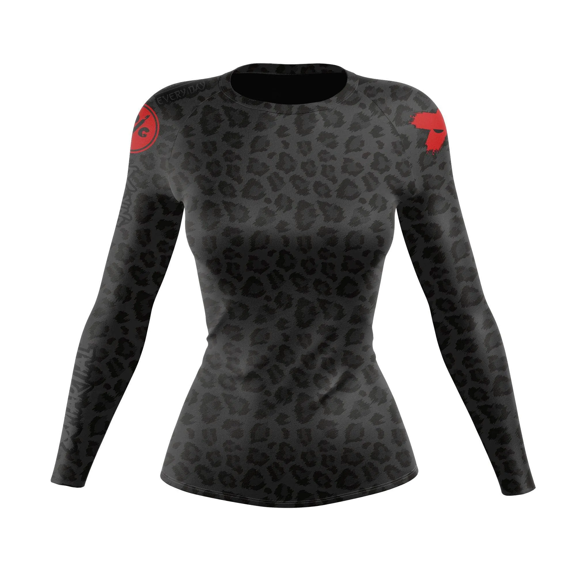 Women's BJJ Rash Guard Black Leopard X-Tech 25 Series