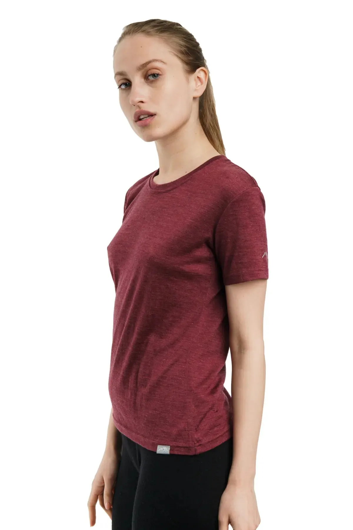 Women's Merino T-shirt 165 Burgundy | Crewneck ( socks)