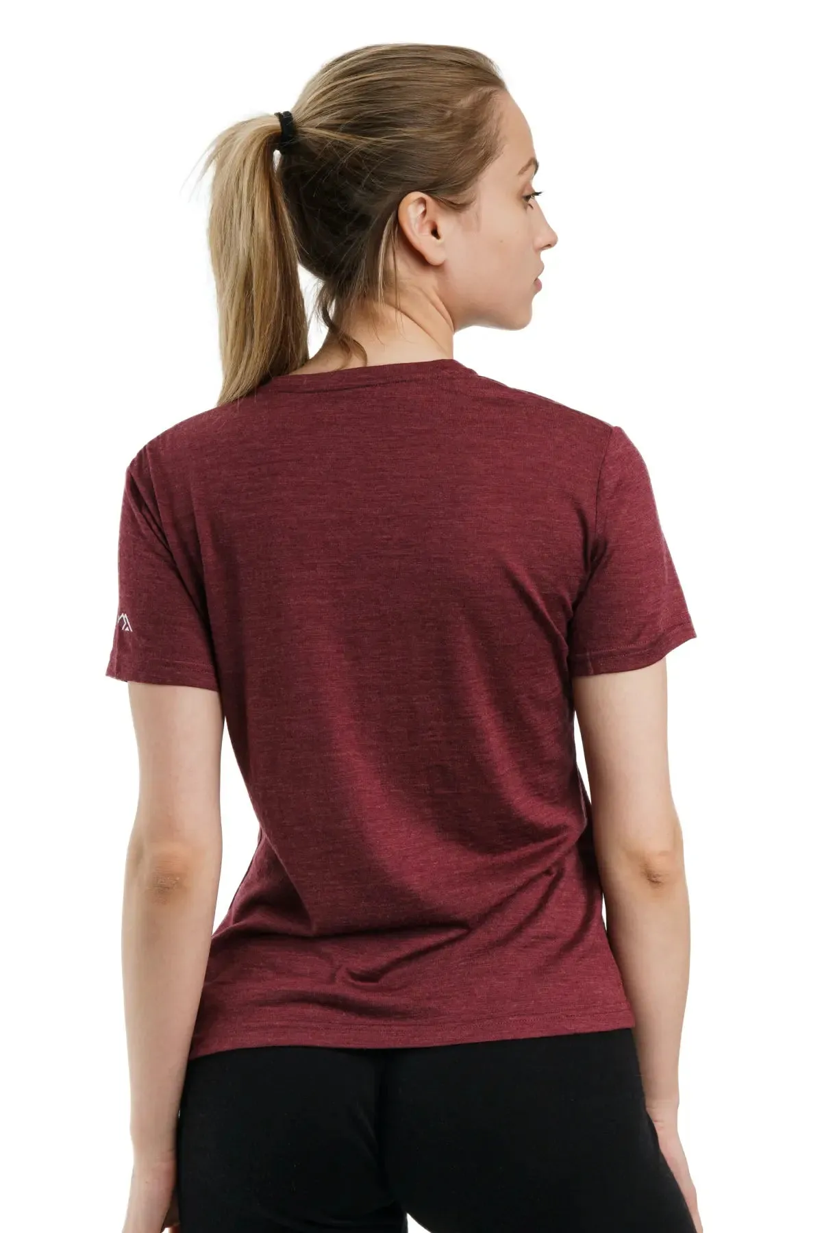 Women's Merino T-shirt 165 Burgundy | Crewneck ( socks)