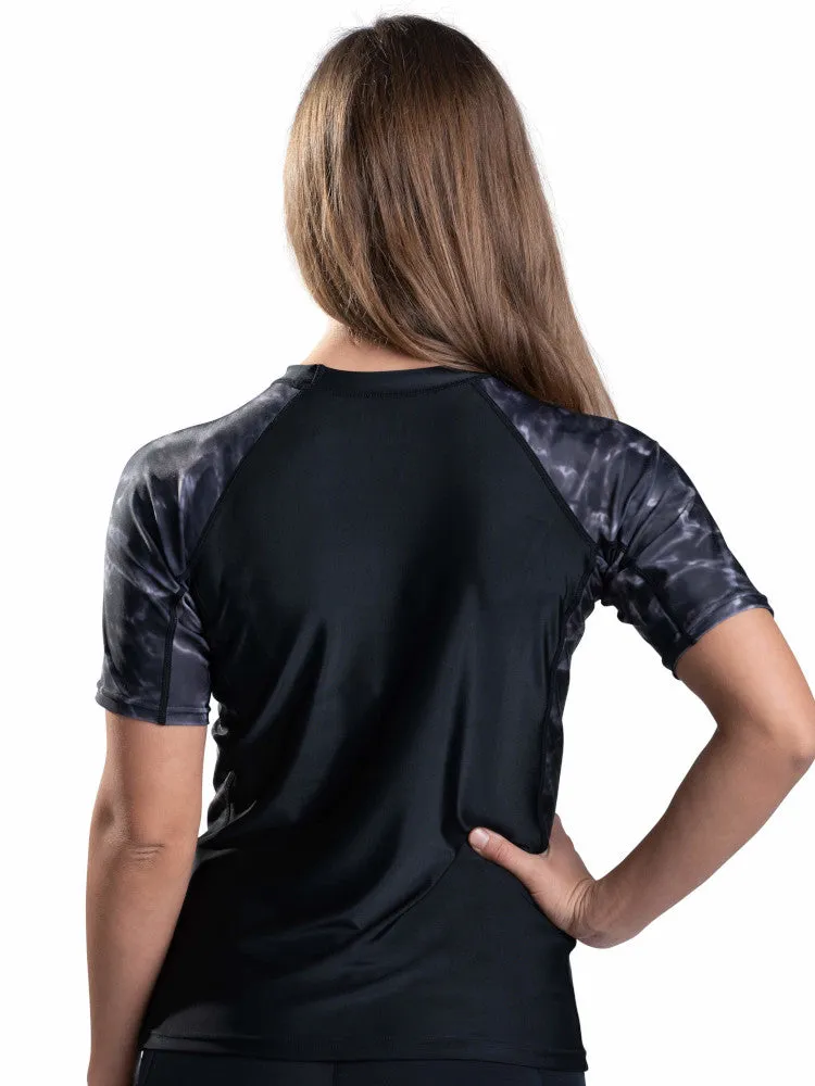 Womens Rash Guard Short Sleeve Surf Shirt | Aqua Design