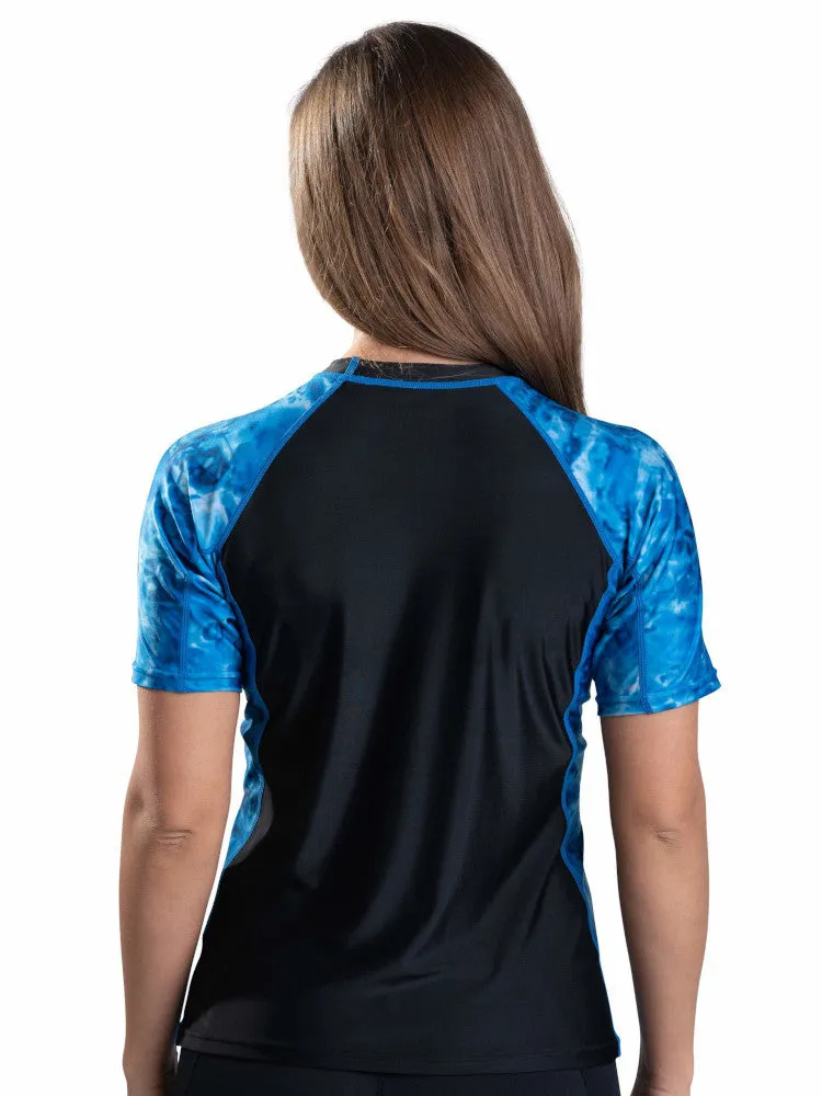 Womens Rash Guard Short Sleeve Surf Shirt | Aqua Design