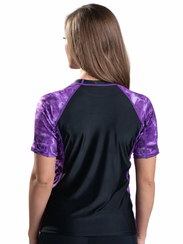 Womens Rash Guard Short Sleeve Surf Shirt | Aqua Design