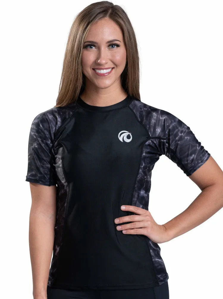 Womens Rash Guard Short Sleeve Surf Shirt | Aqua Design