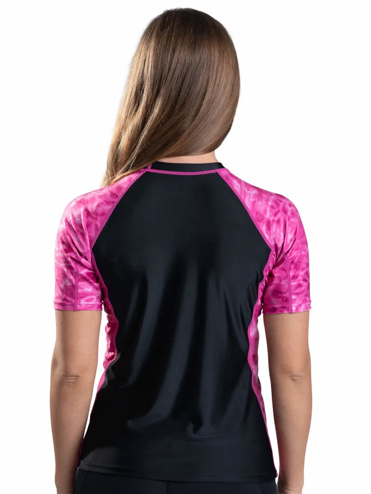 Womens Rash Guard Short Sleeve Surf Shirt | Aqua Design