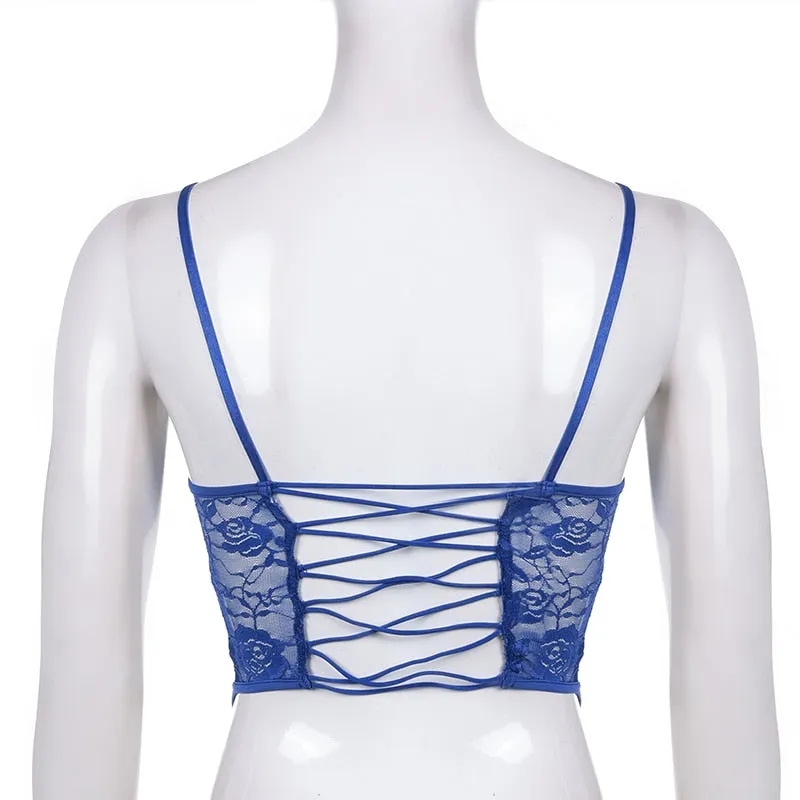 Women's Summer Lace Backless Bandage Crop Top