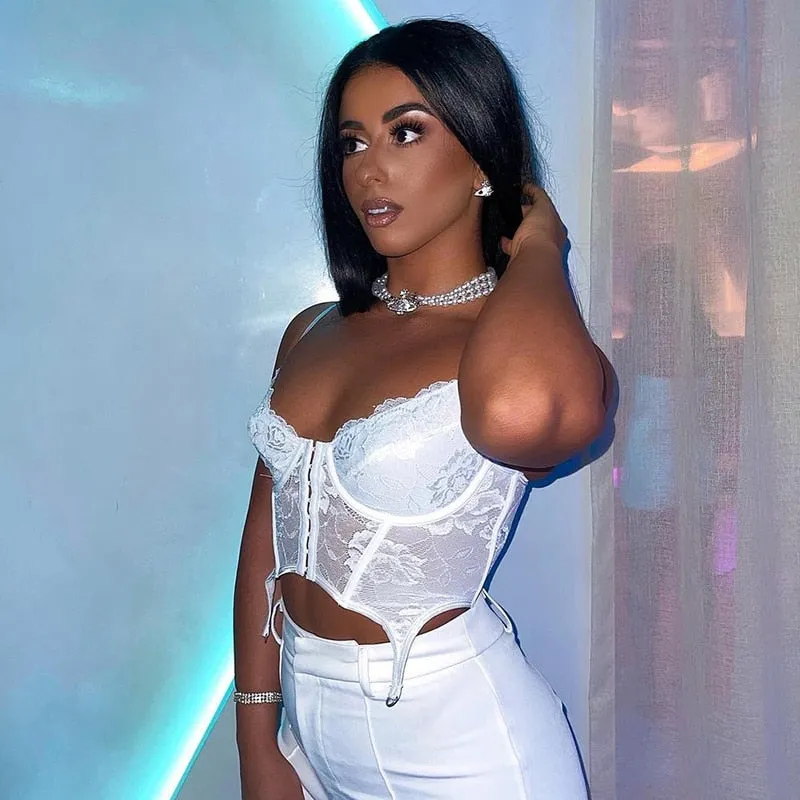 Women's Summer Lace Backless Bandage Crop Top