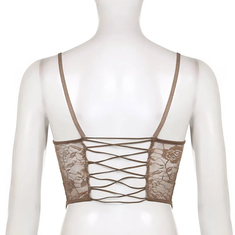 Women's Summer Lace Backless Bandage Crop Top