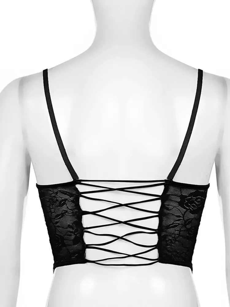 Women's Summer Lace Backless Bandage Crop Top