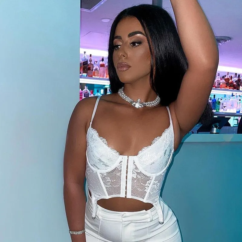Women's Summer Lace Backless Bandage Crop Top