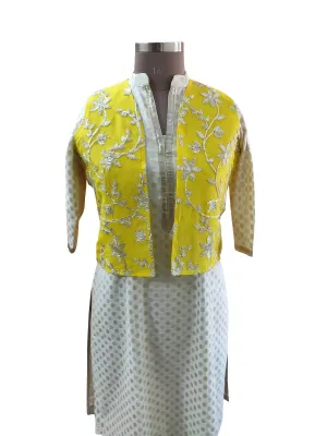 Yellow Gotta Embroidered Ethnic Jacket Shrug ACJ20