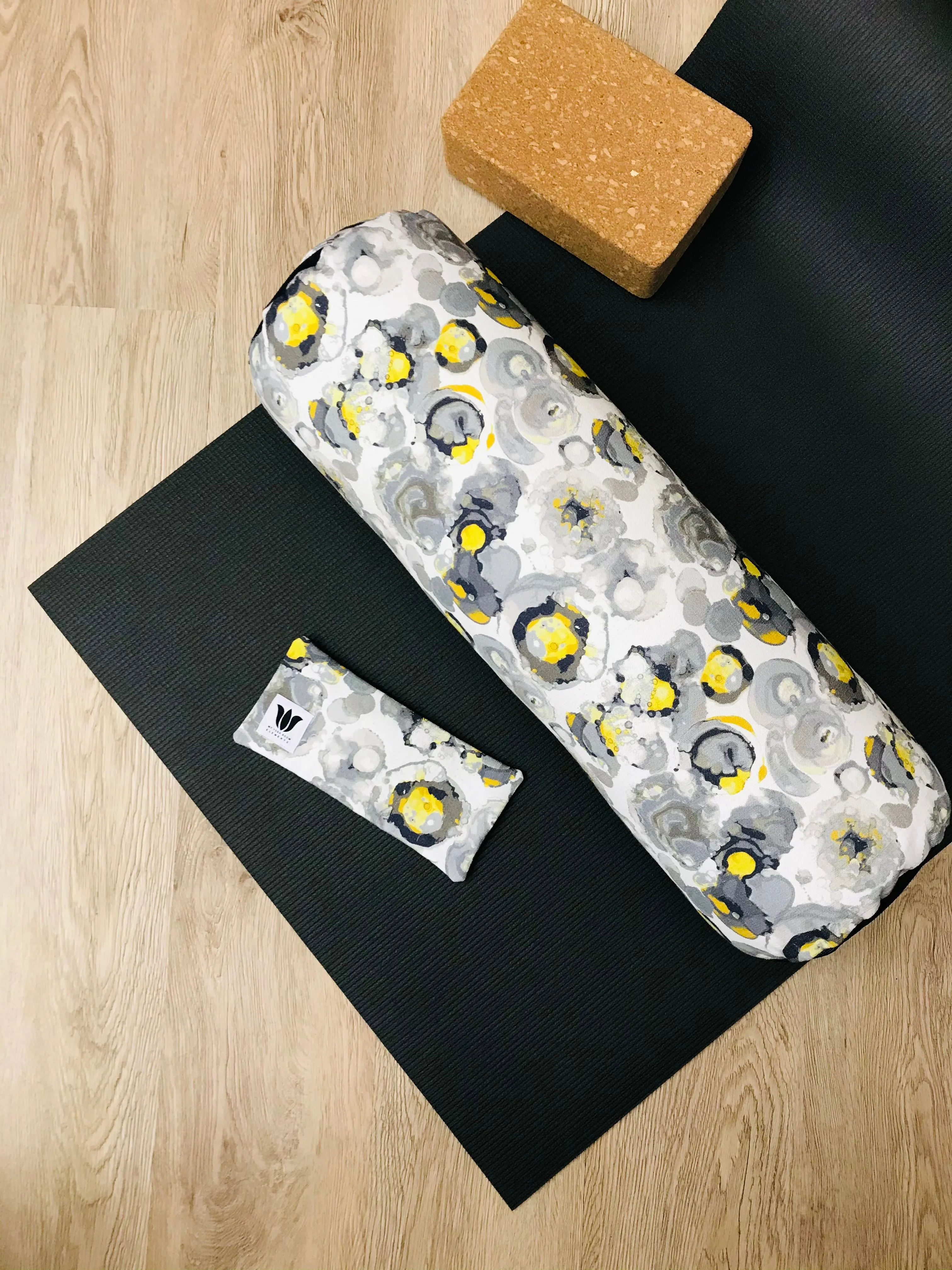 Yoga Bolster & Eye Pillow Set| Blue Grey Watercolor