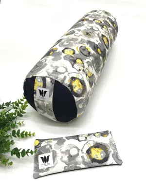 Yoga Bolster & Eye Pillow Set| Blue Grey Watercolor